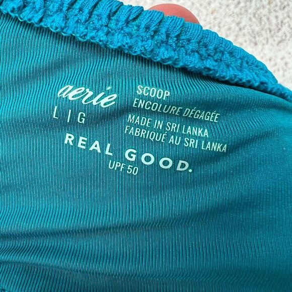 Aerie Women's Scoop Bikini Top Blue Size L - Picture 3 of 7
